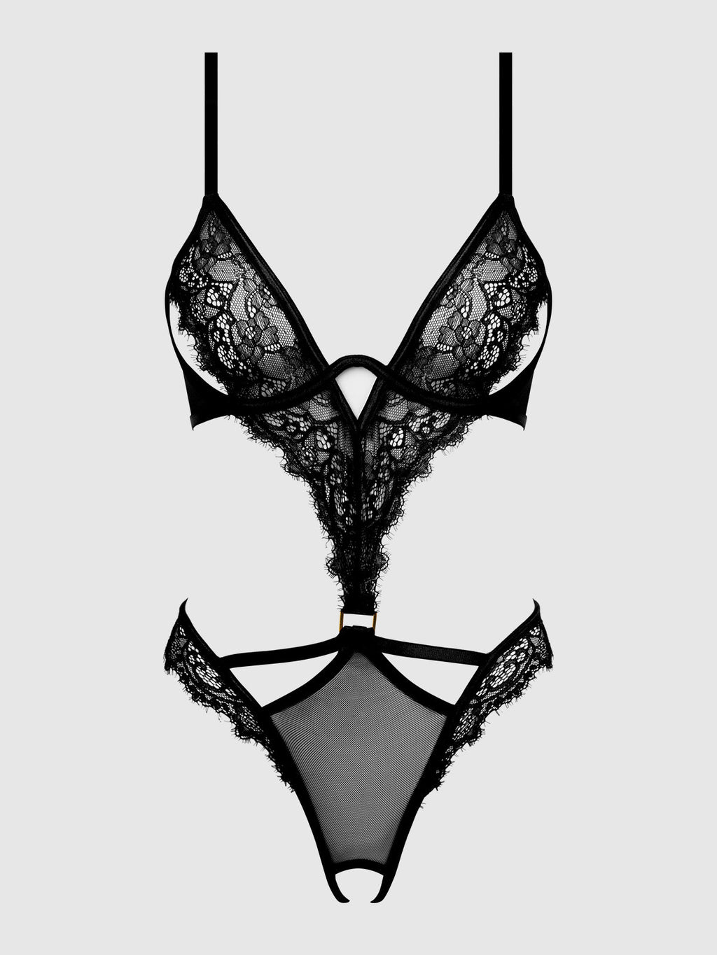 NADIA LACE & MESH CUTOUT TEDDY