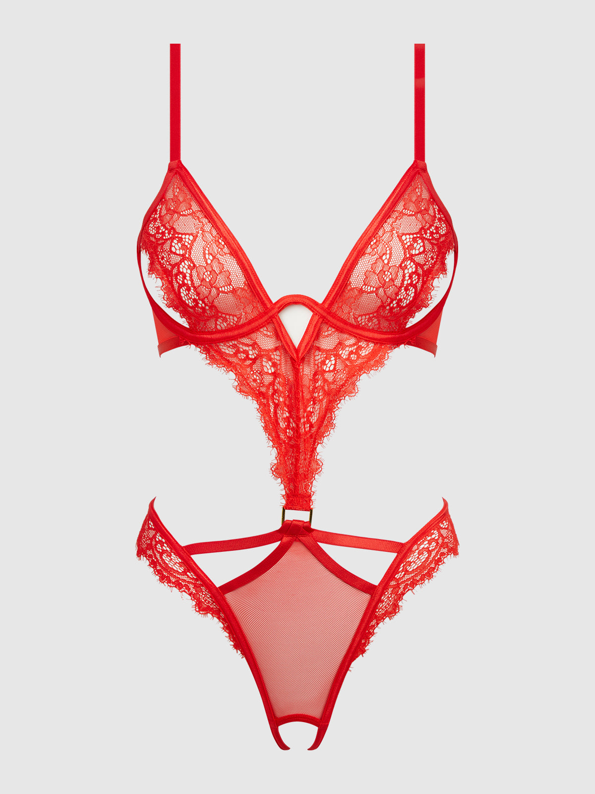 NADIA LACE & MESH CUTOUT TEDDY