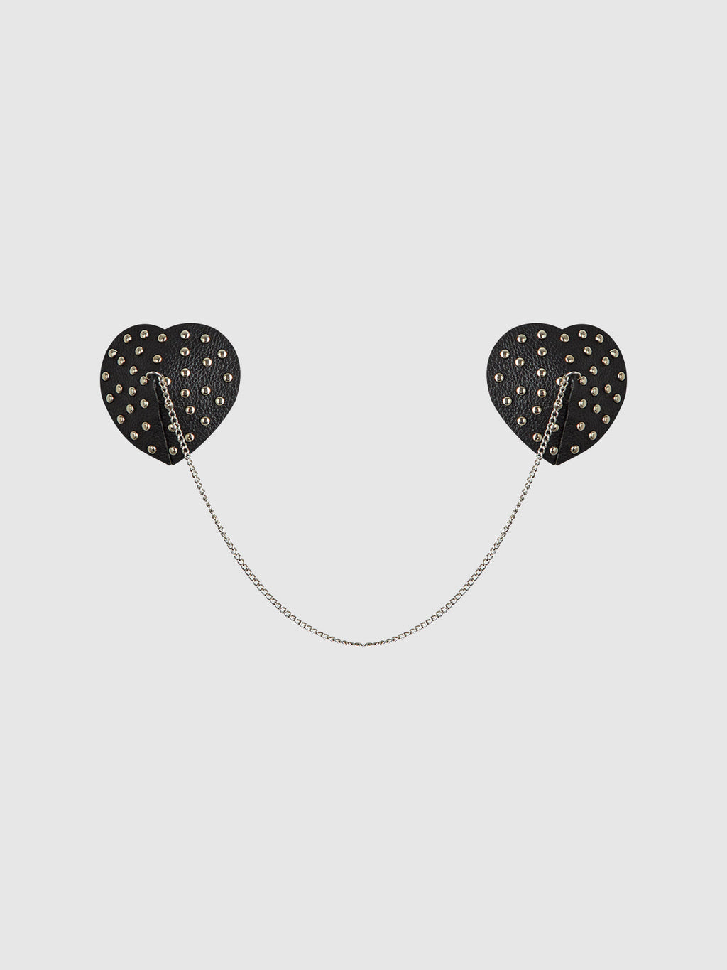 STUDDED & CHAIN DRAPED LEATHER-LIKE HEART PASTIES