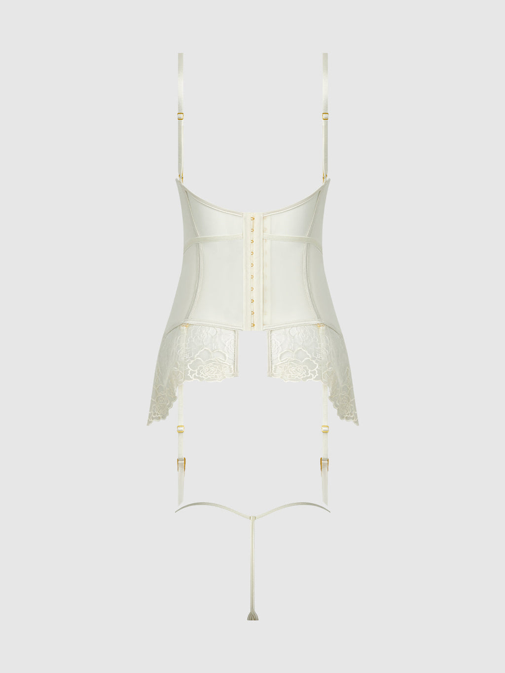 ROSALIE SATIN & EMBROIDERED LACE CHEMISE & G-STRING SET