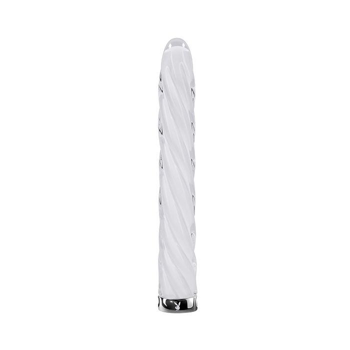 Pleasure In the Twist Glass Vibrator - White