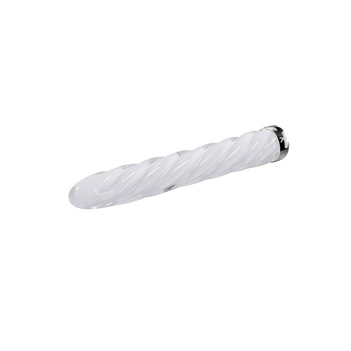 Pleasure In the Twist Glass Vibrator - White